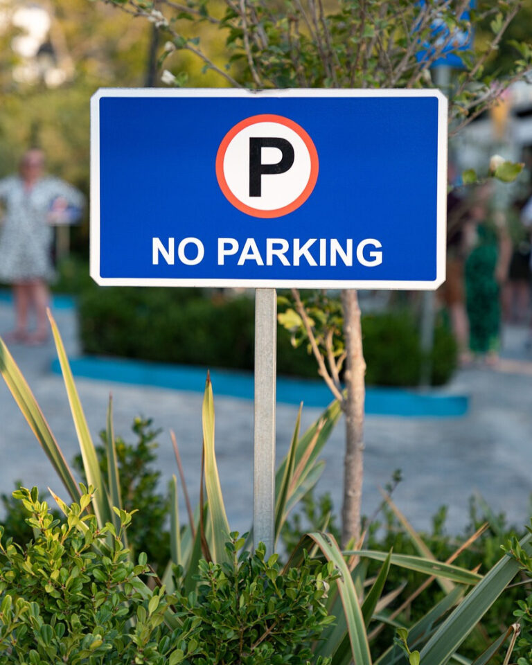 A no-parking sign on the campus